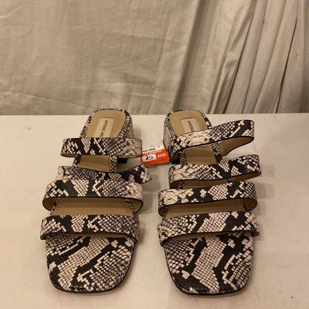 Antonio Melani snakeskin print leather slides 9